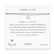 good luck elephant necklace on evergreen, sterling silver
