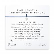 I am healthy and my body is strong angel wings necklace on ocean, sterling silver