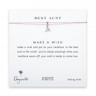 best aunt happy heart necklace on lavender, sterling silver