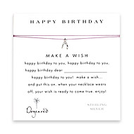 happy birthday make a wish necklace with sterling silver wishbone on lavender