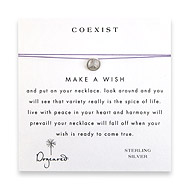 coexist make a wish necklace with sterling silver peace sign on purple