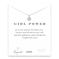 girl power wildflower necklace on purple, sterling silver