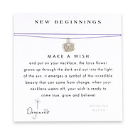 new beginnings make a wish necklace with sterling silver lotus on purple