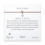 explore compass necklace on tobacco, sterling silver