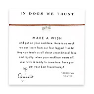 in dogs we trust make a wish necklace with sterling silver dog bone on tobacco