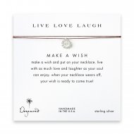 live love laugh daisy necklace on tobacco, sterling silver
