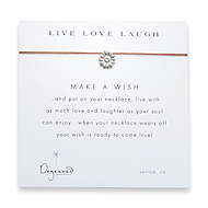 live love laugh sterling silver make a wish necklace on tobacco