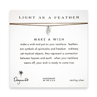 light as a feather, feather necklace on tobacco, sterling silver