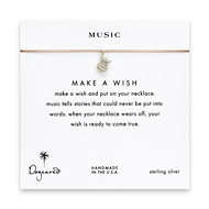 music  make a wish necklace with sterling silver lyre on taupe