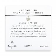 accomplish magnificent things starburst necklace on black, sterling silver