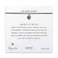 fearless! flower skull necklace on black, sterling silver
