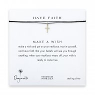 have faith simple cross necklace on black, sterling silver