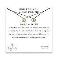 one for you one for me make a wish necklace set with sterling silver peace sign on black