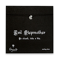 evil stepmother make a wish necklace with sterling silver bitten apple on black
