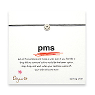 pms make a wish necklace with sterling silver smiley face on black