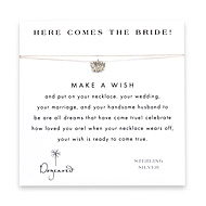 here comes the bride make a wish necklace with sterling silver lotus flower on creme