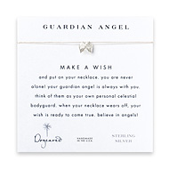 guardian angel make a wish necklace with sterling silver angel wings on creme
