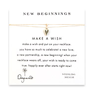 new beginnings make a wish necklace with sterling silver kind heart on creme