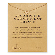 accomplish magnificent things reminder necklace with gold dipped bee