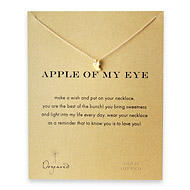 apple of my eye reminder necklace with gold dipped bitten apple