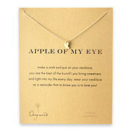 apple of my eye reminder necklace with gold dipped bitten apple