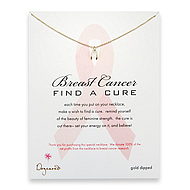 breast cancer find a cure gold dipped reminder necklace with wishbone