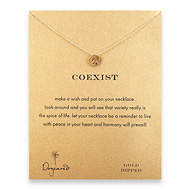 coexist reminder necklace with gold dipped  peace sign