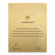 coexist reminder necklace with gold dipped  peace sign
