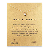 big sister reminder necklace with gold dipped kind heart
