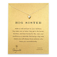 big sister reminder necklace with gold dipped kind heart