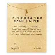 cut from the same cloth reminder necklace with gold dipped scissors