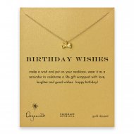 birthday wishes ribbon bow necklace, gold dipped