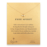 free spirit reminder necklace with gold dipped dragonfly