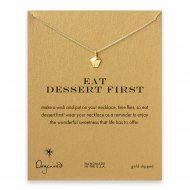 eat dessert first cupcake necklace, gold dipped