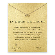 in dogs we trust reminder necklace with gold dipped dog bone