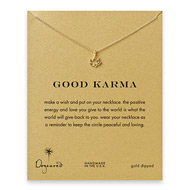 good karma lotus necklace, gold dipped