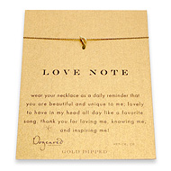 love note reminder necklace with gold dipped music note