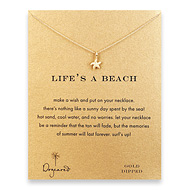 life's a beach reminder necklace with gold dipped starfish
