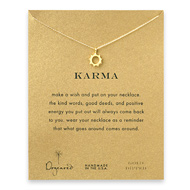 karma reminder necklace with gold dipped sunny