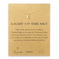 light up the sky moon glow necklace, gold dipped