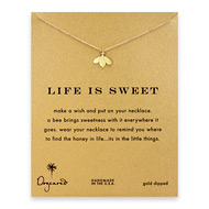 life is sweet honey bee necklace, gold dipped