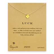 luck four leaf clover necklace, gold dipped