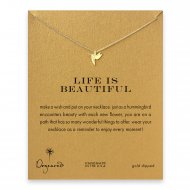 life is beautiful hummingbird necklace, gold dipped