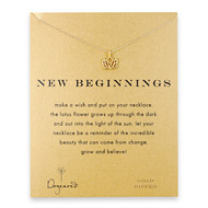new beginnings lotus necklace, gold dipped