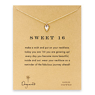 sweet 16 reminder necklace with gold dipped kind heart
