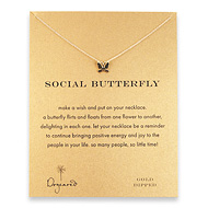 social butterfly reminder necklace with gold dipped butterfly