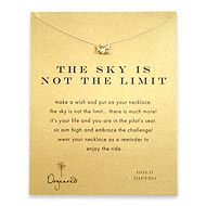 the sky is not the limit reminder necklace with gold dipped airplane