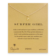 surfer girl shark tooth necklace, gold dipped