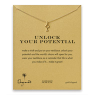 unlock your potential key necklace, gold dipped