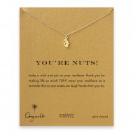 you're nuts! Squirrel necklace, gold dipped